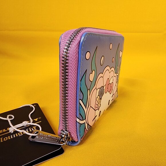 Loungefly Sanrio Hello Kitty Mermaid Metallic Iridescent Blue Zip Wallet NEW - Picture 4 of 13